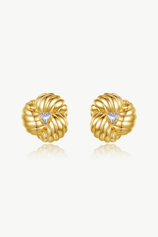 Gold Clover Designed Stud Earrings - Classicharms