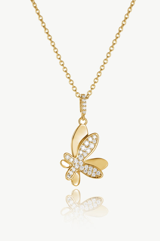 Gold Pav¨¦ Diamond Butterfly Pendant Necklace - Classicharms