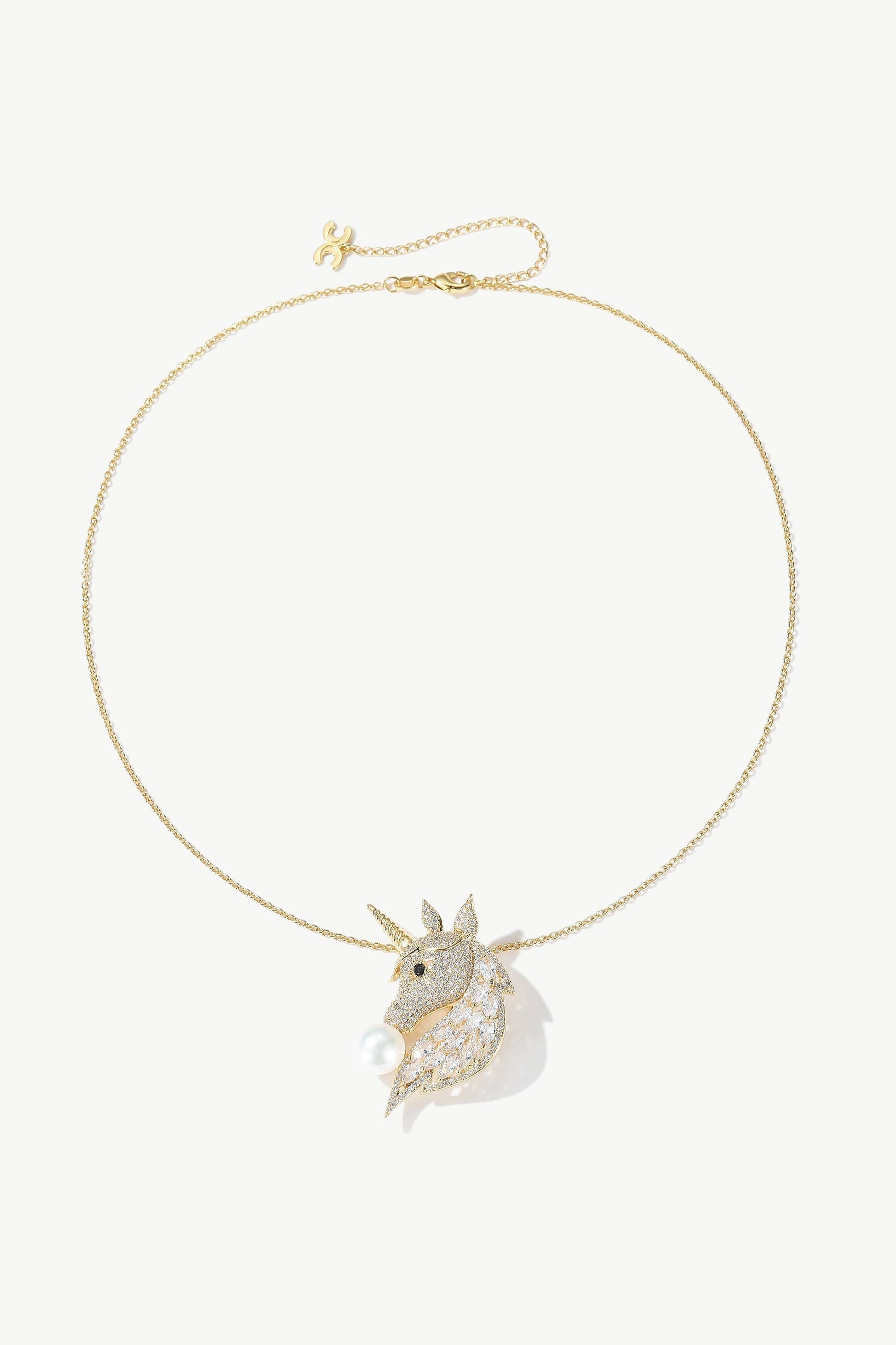 Gold Pav¨¦ Unicorn Brooch and Necklace Set - Classicharms