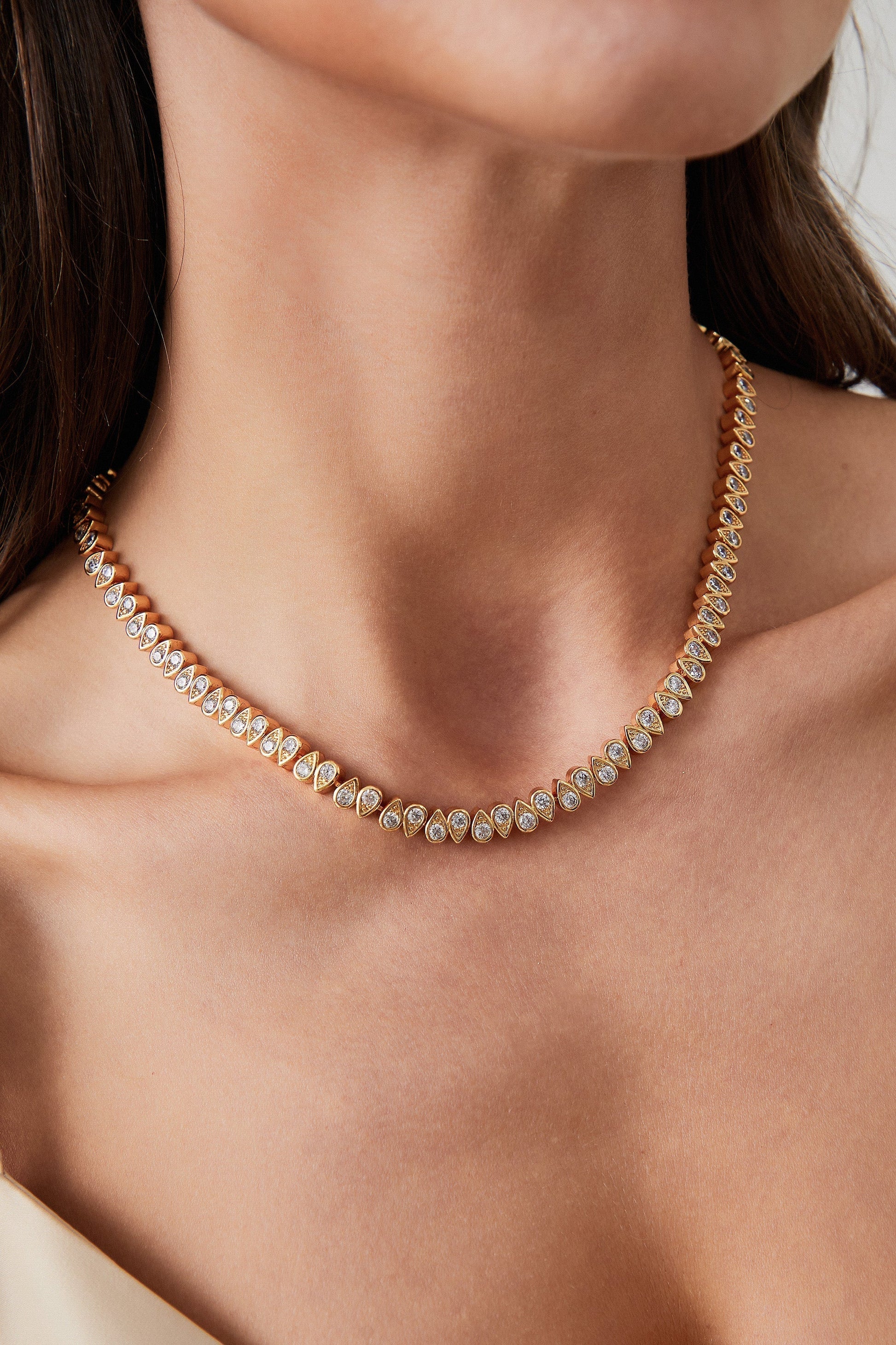 Golden Tear Shaped Zirconia Necklace - Classicharms