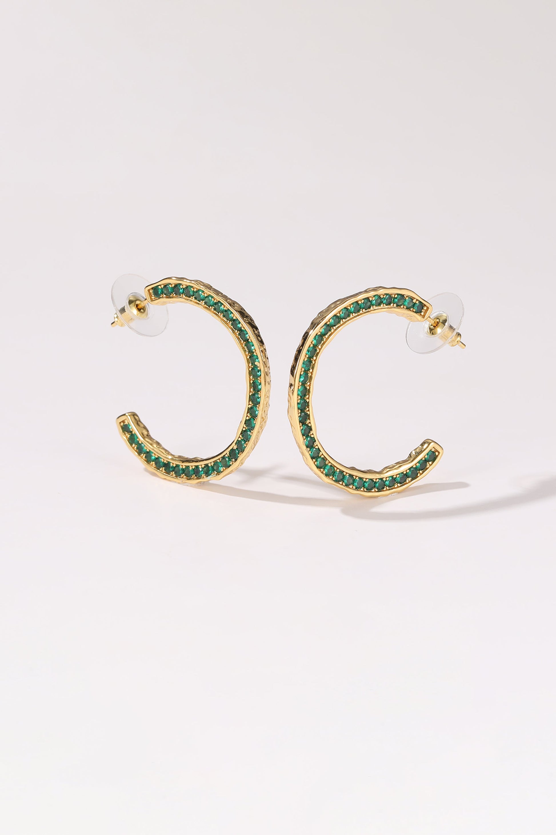 Gold Zirconia Molten C Hoop Earrings - Classicharms