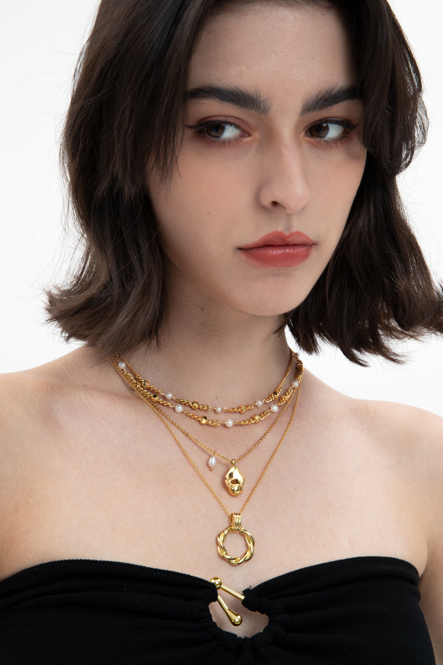 Hexagon Bead Necklace with Natural Pearls - Classicharms