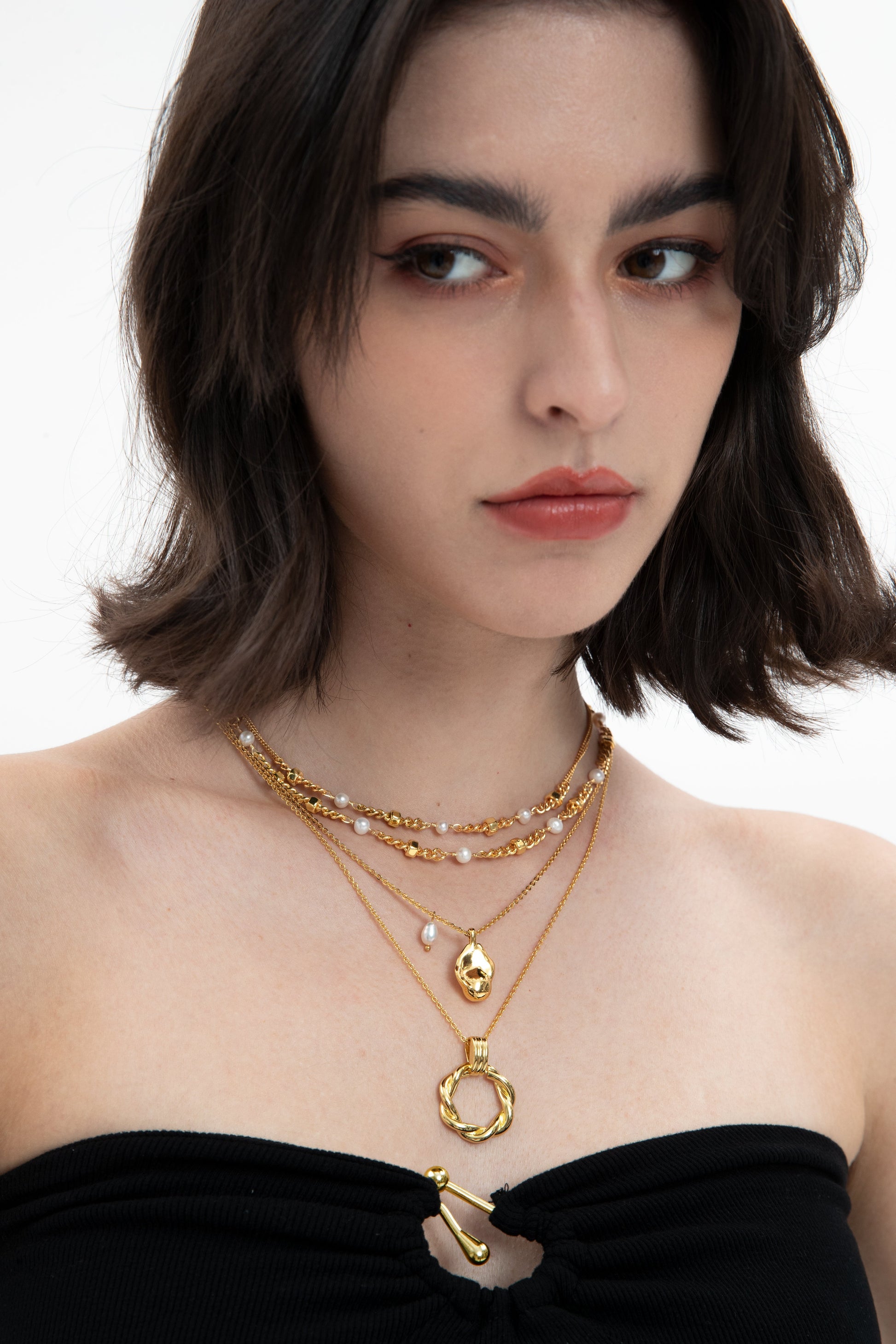Hexagon Bead Necklace with Natural Pearls - Classicharms