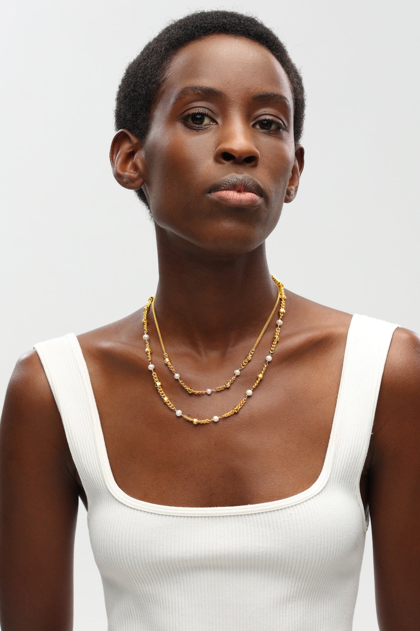 Hexagon Bead Necklace with Natural Pearls - Classicharms