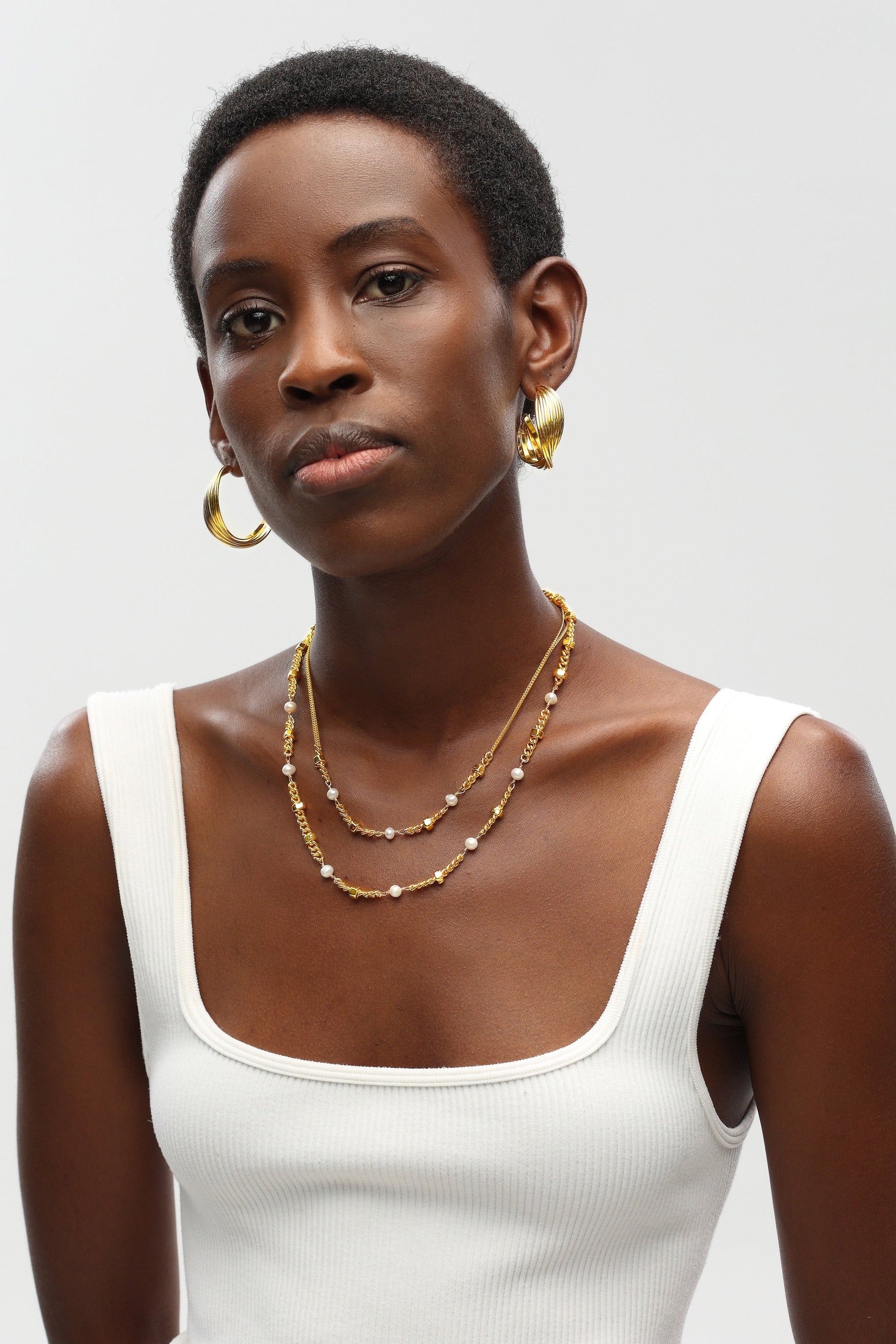 Hexagon Bead Necklace with Natural Pearls - Classicharms