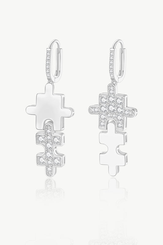 Silver Jigsaw Puzzle Drop Earrings - Classicharms