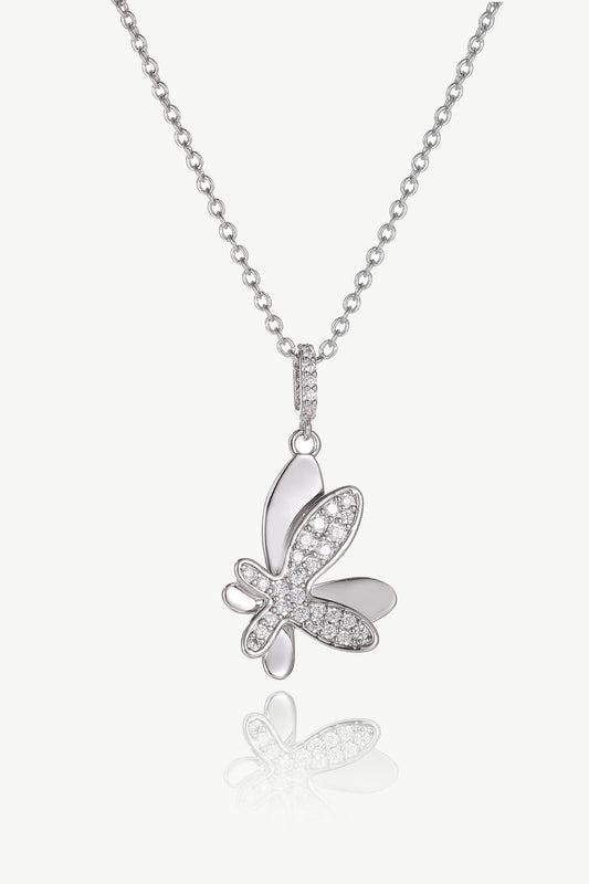 Silver Pav¨¦ Diamond Butterfly Pendant Necklace - Classicharms